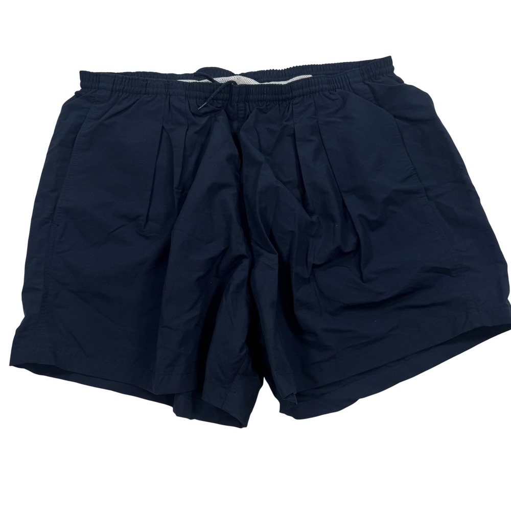 Lawton Harbor Mens XL Swim Trunks Navy Blue Mesh Lined Pockets Vintage 90s